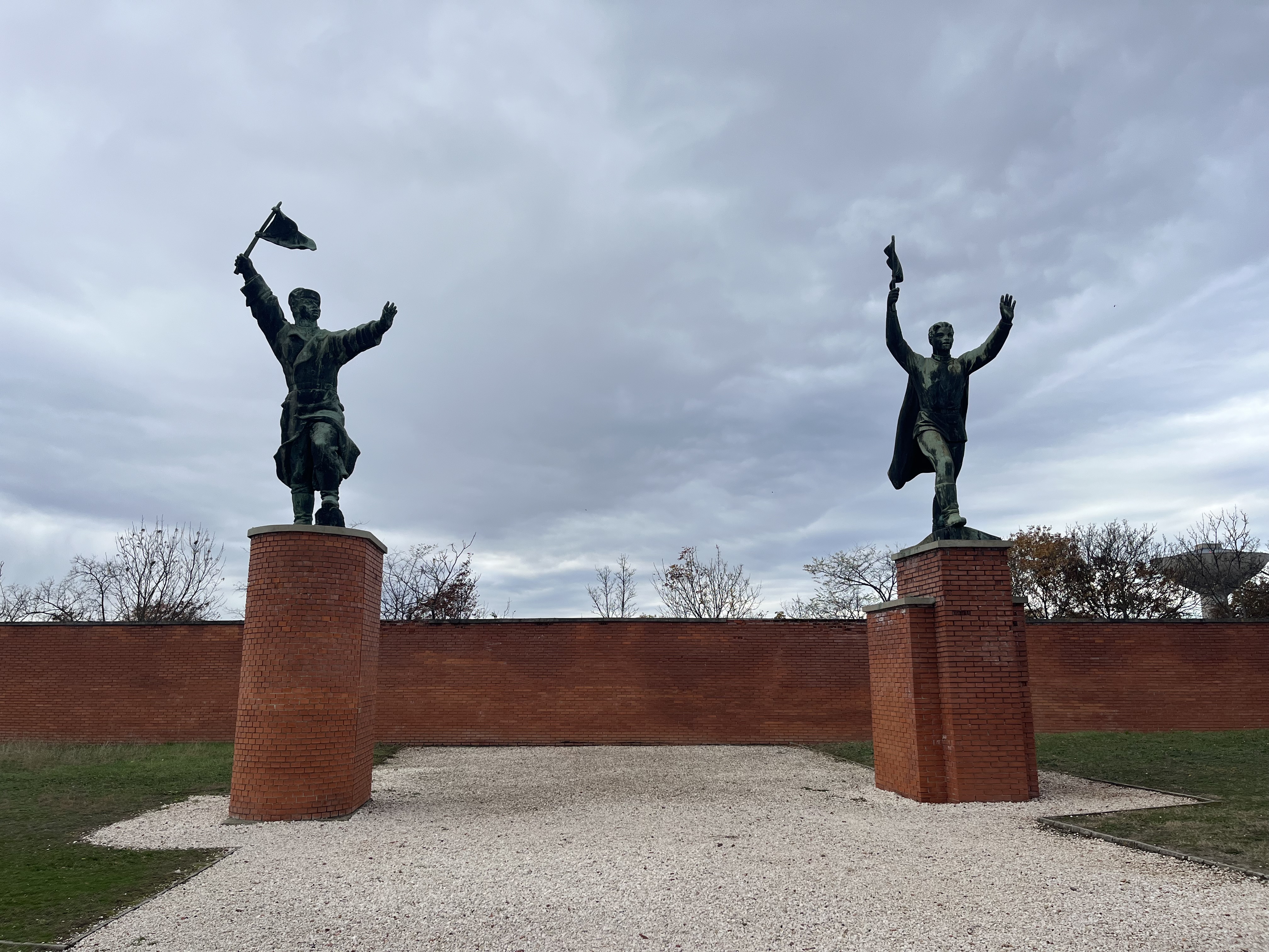 (left) Captain Ostapenko,
Jenő Kerényi,	1951
Bronze;
and 
(right) Captain Steinmetz,
Sándor Mikus, 1958
Bronze;